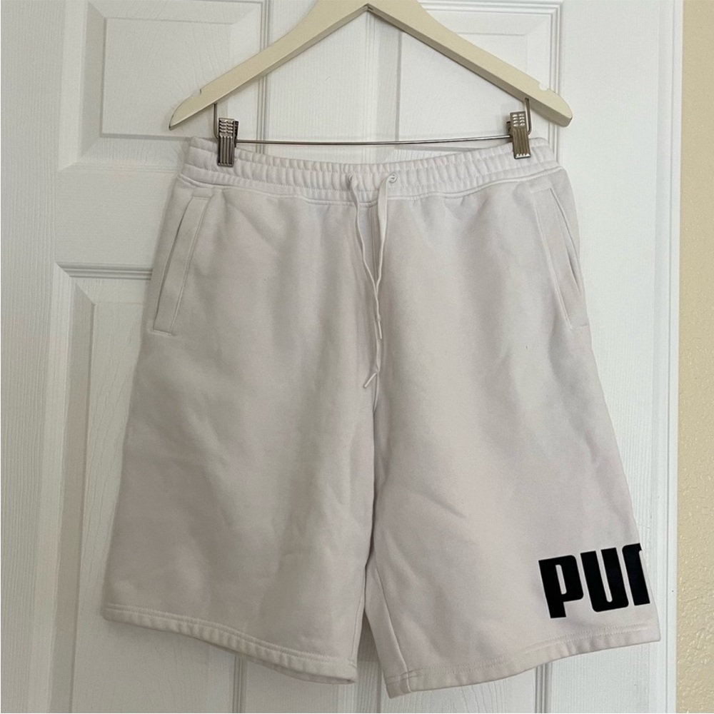 Puma White Athletic Shorts with Elastic Waistband